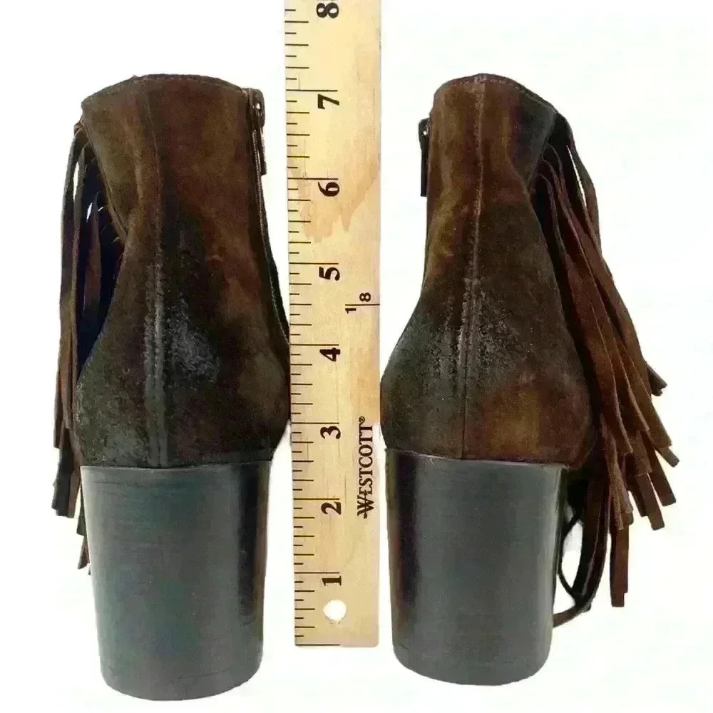 Vince Camuto Brown Suede Fringe Ankle Bootie, Size 8, Boho Western Cowgirl Style - Picture 14 of 17